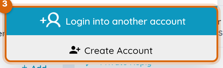 The bottom of the Switch Profile popup with Log In To Another Account and Create Account marked
