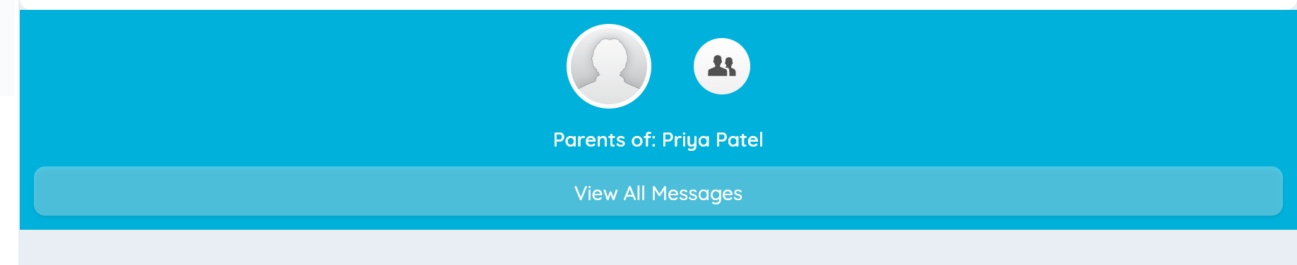 Close-up of the View All Messages button on the child's profile