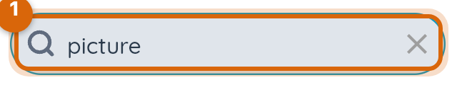 Close-up of the search field with a term typed and matching conversations below