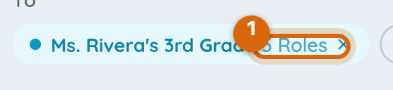 Close-up of the role count on the class chip in the recipient picker