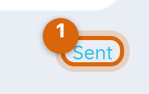 Close-up of the feed header links with the Sent link marked
