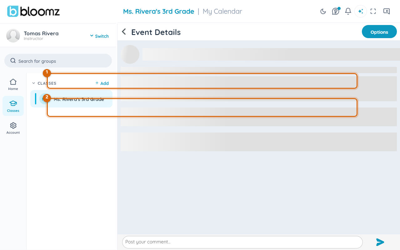 The event composer with the title, date and location fields filled in