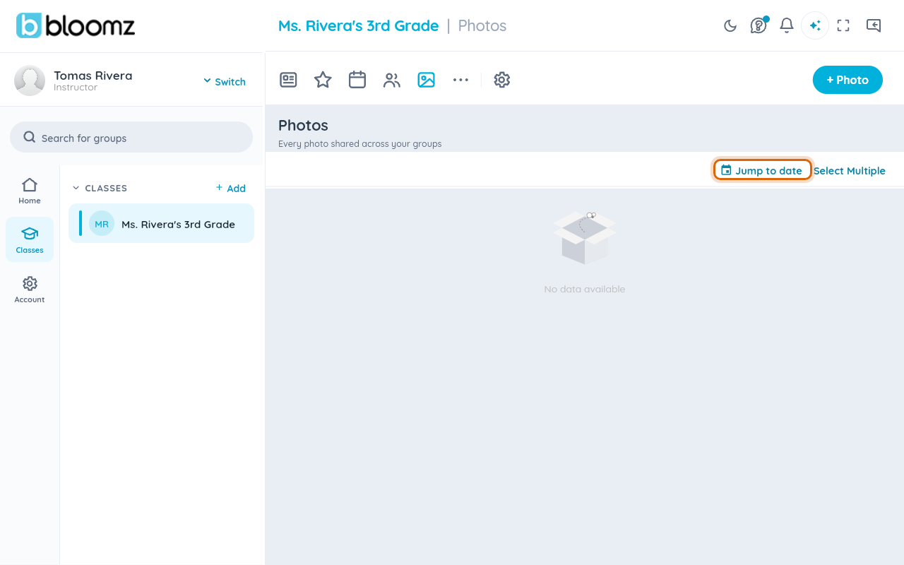 The class photo library showing photos from multiple albums